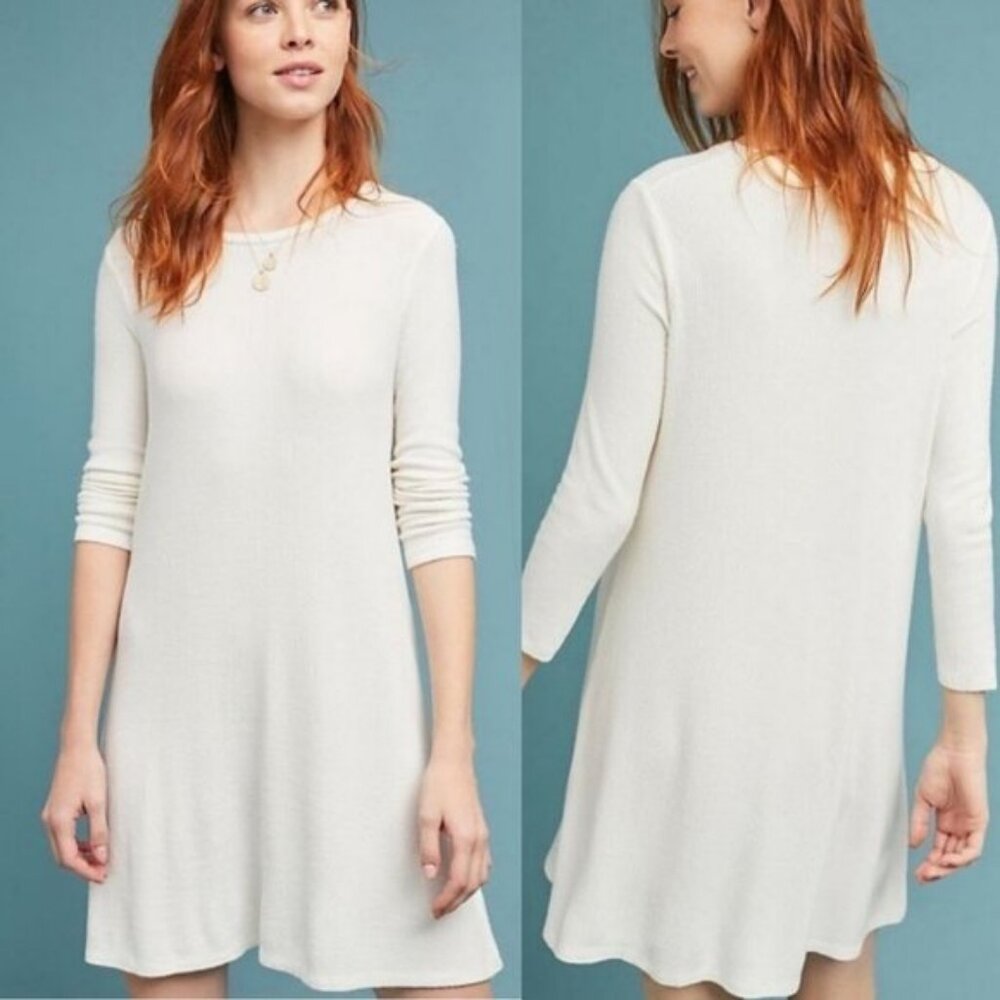Anthropologie Chrissy Tunic White Velvet Graham Size Medium Long Sleeve Boho M - Picture 1 of 10